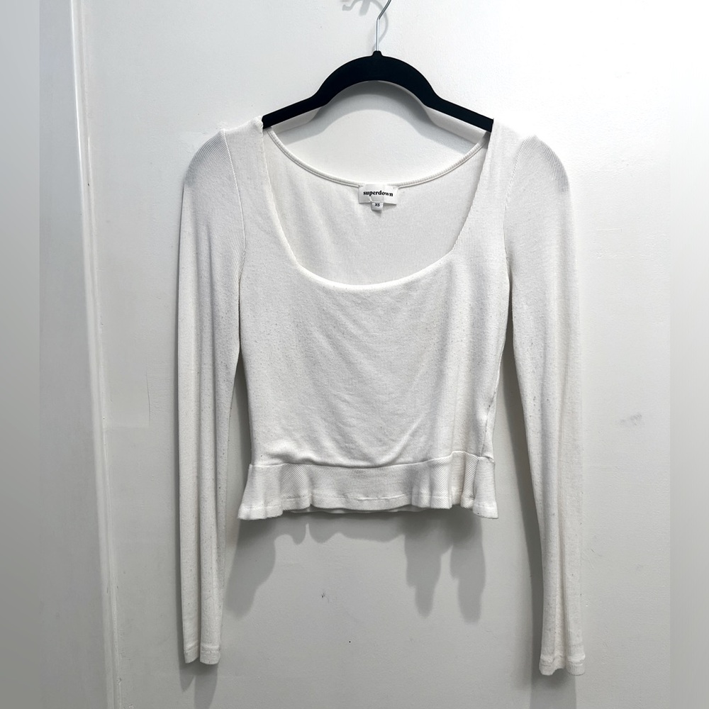 Super down long sleeve white top size XS